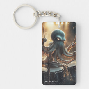 Cool Octopus Drummer Sfeer Rotse Muziek Sleutelhan Sleutelhanger