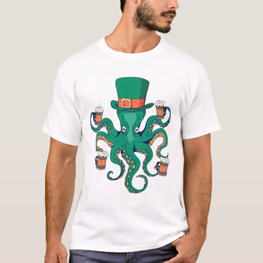 Cool Octopus Leprechaun St. Patrick's Day T-shirt (Voorkant)