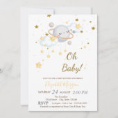 Cool Oh Baby Planet Clouds Baby shower Kaart (Voorkant)