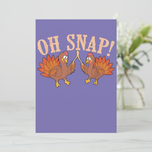 Cool Oh Snap! Funny Turkey With Wishbone Thanksgi Kaart (Staand voorkant)