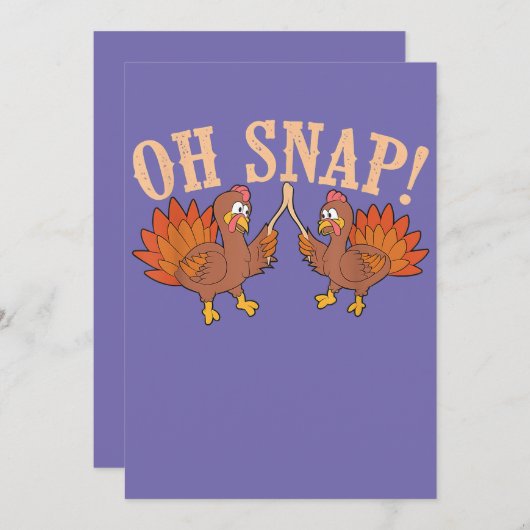 Cool Oh Snap!  Funny Turkey With Wishbone Thanksgi Kaart (Voorkant / Achterkant)