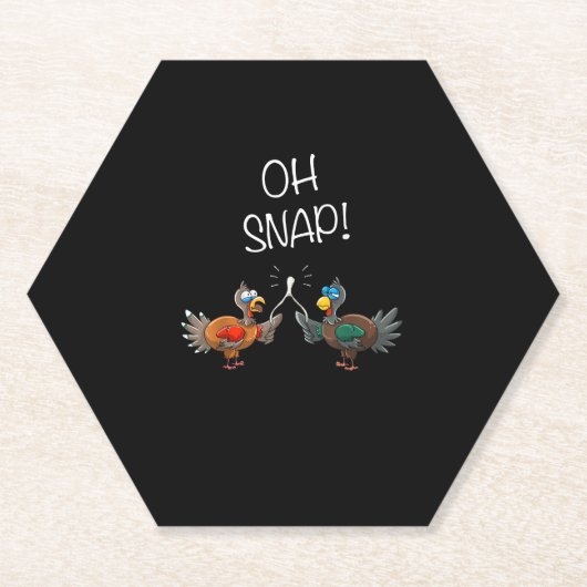 Cool Oh Snap! _ Grappig Turkije met Wishbone Thank Kartonnen Onderzetters (Voorkant)
