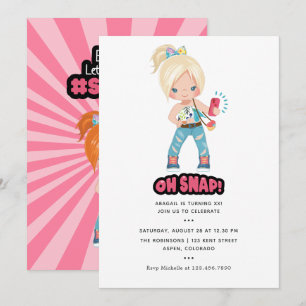 Cool Oh Snap! Selfie Girl Birthday Party Kaart