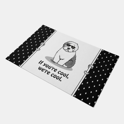 Cool Old English Sheepdog (Grey 1) Cute Funny Deurmat (Schuin)