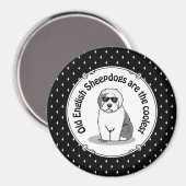 Cool Old English Sheepdog (Grey 1) Cute Funny Magneet (Voorkant / Achterkant)