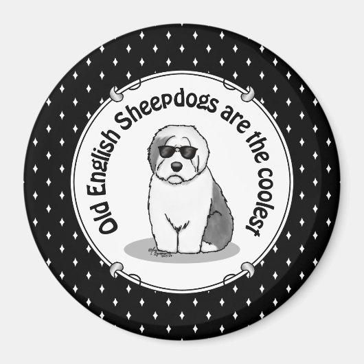 Cool Old English Sheepdog (Grey 1) Cute Funny Magneet (Voorkant)