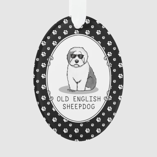 Cool Old English Sheepdog (Grey 1) Cute Funny Ornament (voorkant)