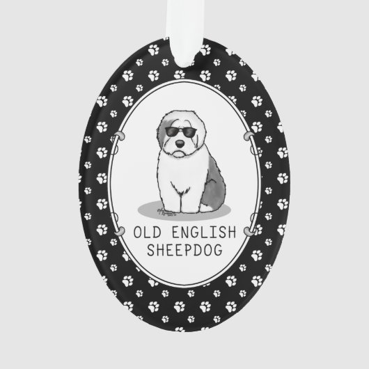 Cool Old English Sheepdog (Grey 1) Cute Funny Ornament (achterkant)