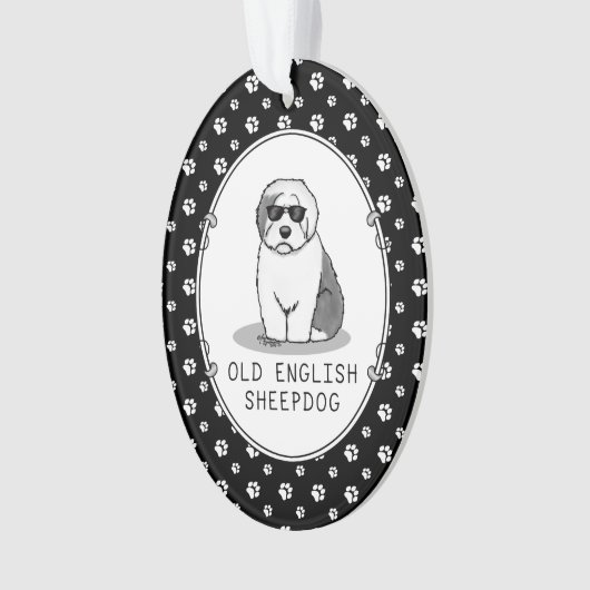 Cool Old English Sheepdog (Grey 1) Cute Funny Ornament (voorkant)