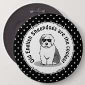 Cool Old English Sheepdog (Grey 1) Cute Funny Ronde Button 6,0 Cm (Voorkant /achterkant)
