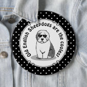 Cool Old English Sheepdog (Grey 1) Cute Funny Ronde Button 6,0 Cm (In situ)
