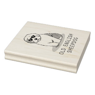Cool Old English Sheepdog (Grey 1) Cute Funny Rubberstempel