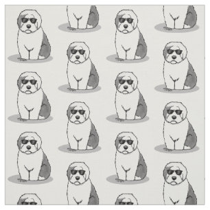 Cool Old English Sheepdog (Grey 1) Cute Funny Stof