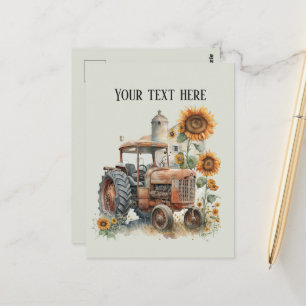 Cool old Farmers tractor tekst toevoegen Briefkaart