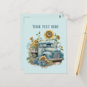 Cool old Farmers truck zonnebloemen tekst toevoege Briefkaart