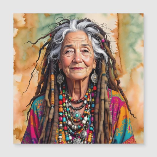 Cool Old Lady in Dread Locks Hippie Woman   (Voorkant)