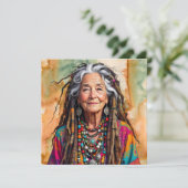 Cool Old Lady in Dread Locks Hippie Woman Blank (Staand voorkant)