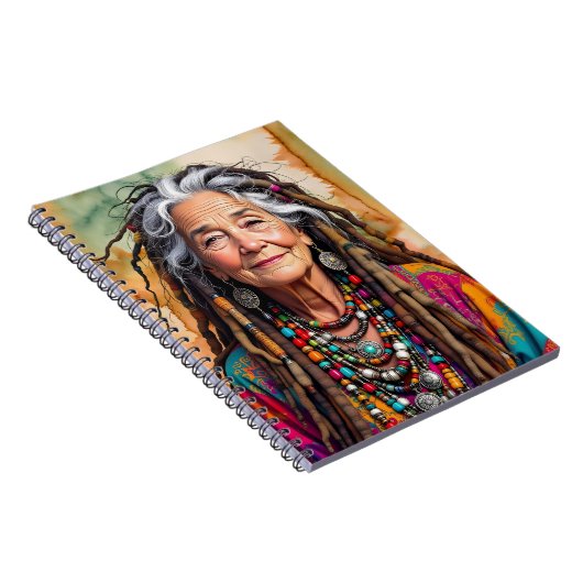 Cool Old Lady in Dread Locks Hippie Woman Blank Notitieboek (Rechterzijde)