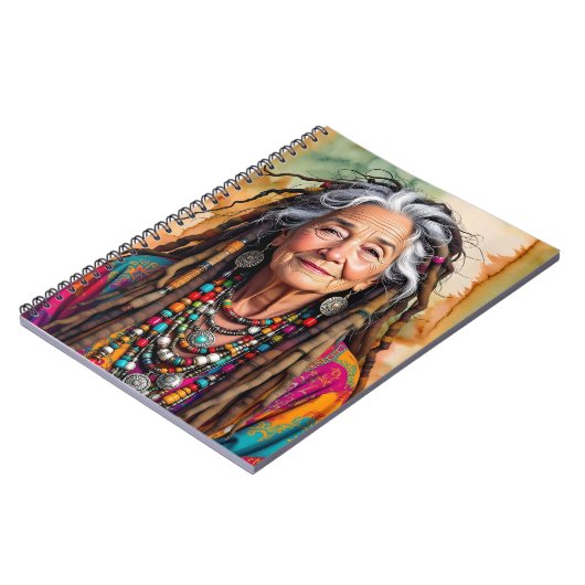 Cool Old Lady in Dread Locks Hippie Woman Blank Notitieboek (Linkerzijde)