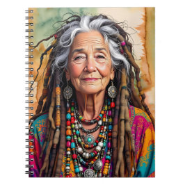Cool Old Lady in Dread Locks Hippie Woman Blank Notitieboek