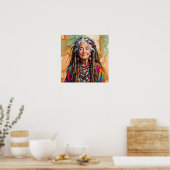 Cool Old Lady in Dread Locks Hippie Woman Poster (Keuken)