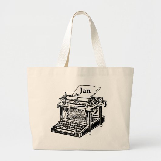 Cool Old Typwriter Graphic Totebag aanpassen Grote Tote Bag (Voorkant)