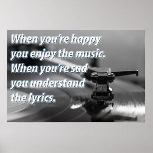 Cool Oldies Music Quote Vinyl Record Platenspeler Poster