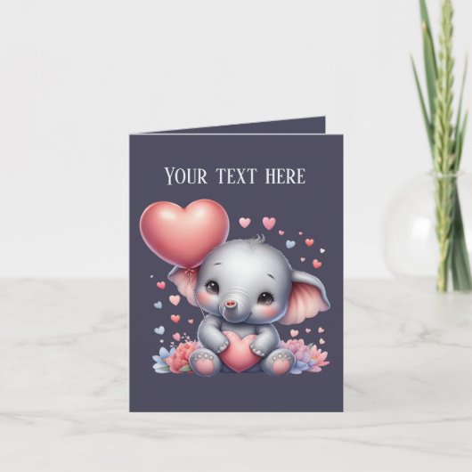 Cool olifant love voeg bericht toe kaart (Voorkant)