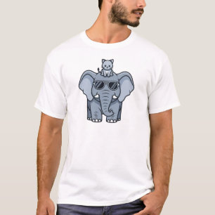 Cool olifant met katje cartoon T-shirt