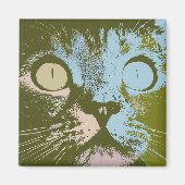 Cool Olijfgroen Pastel Kat Minimalistische Pop Art Magneet (Voorkant)