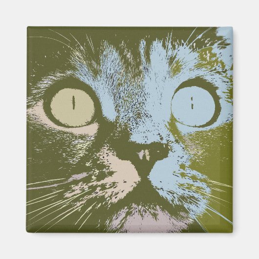 Cool Olijfgroen Pastel Kat Minimalistische Pop Art Magneet (Voorkant)