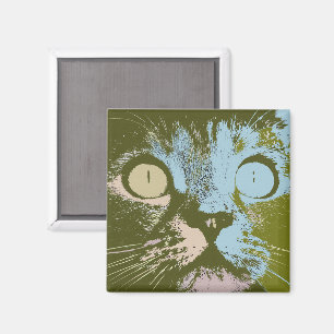 Cool Olive Drab Pastel Cat Minimalist Pop Art Magneet
