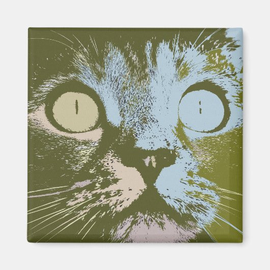 Cool Olive Drab Pastel Cat Minimalist Pop Art Magneet (Voorkant)