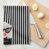 Cool oma met bril Custom Name Theedoek (Quarter Fold)