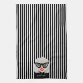 Cool oma met bril Custom Name Theedoek (Verticaal)