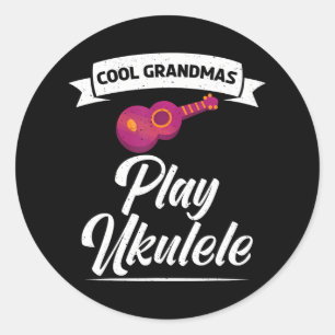Cool oma spelen Ukulele Uke muziek Ukulele Ronde Sticker