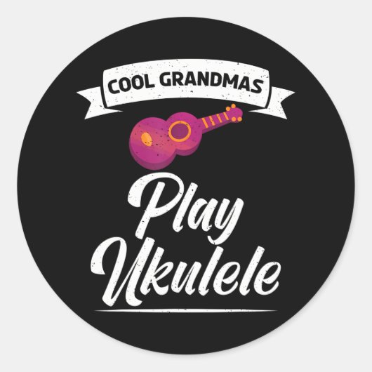 Cool oma spelen Ukulele Uke muziek Ukulele Ronde Sticker (Voorkant)