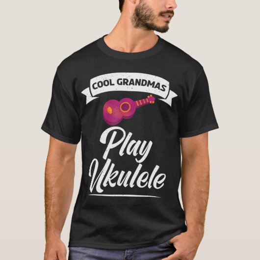 Cool oma spelen Ukulele Uke muziek Ukulele T-shirt (Voorkant)