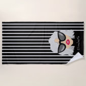 Cool Oma Vrouw met Bril Custom Name Strandlaken (Voorkant)