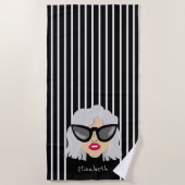 Cool Oma Vrouw met Bril Custom Name Strandlaken (Voorkant)