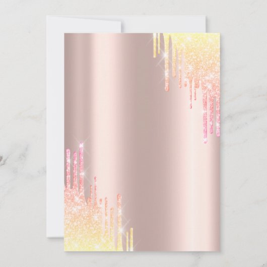 Cool Ombre Glitter Drips Roos Gold 60e Verjaardag Kaart (Achterkant)