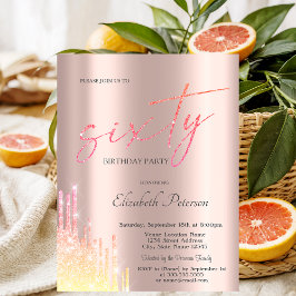 Cool Ombre Glitter Drips Roos Gold 60e Verjaardag Kaart