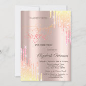 Cool Ombre Glitter Drips Roos Gold Sweet 16 Kaart (Voorkant)