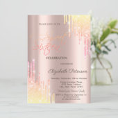 Cool Ombre Glitter Drips Roos Gold Sweet 16 Kaart (Staand voorkant)