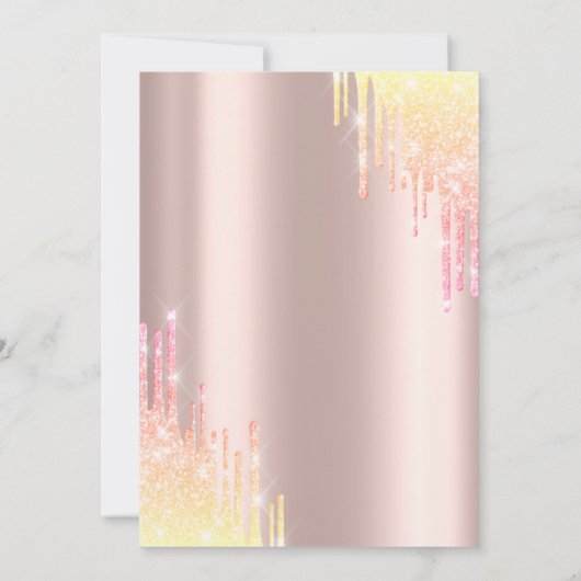 Cool Ombre Glitter Drips Roos Gold Sweet 16 Kaart (Achterkant)