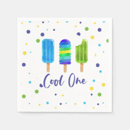 Cool One 1e verjaardag blauw groen Pop Servet