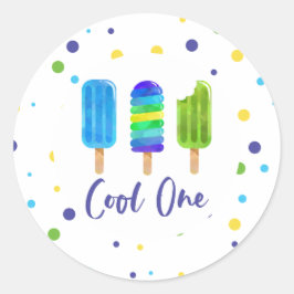 Cool One 1e verjaardag blauw groen Ronde Sticker