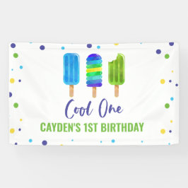 Cool One 1e verjaardag IJslolly Blauw Groen Spandoek