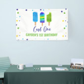 Cool One 1st Birthday Ice Pop Blauw Groen Spandoek (Beurs)