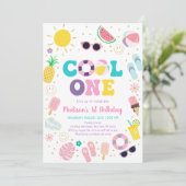 Cool One Boho Pool Party 1e Verjaardag Kaart (Staand voorkant)
